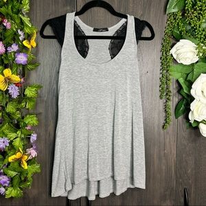 🌼3/$30🌼B'Leev Cap Lace Sleeved Flowy Grey Top Size Medium